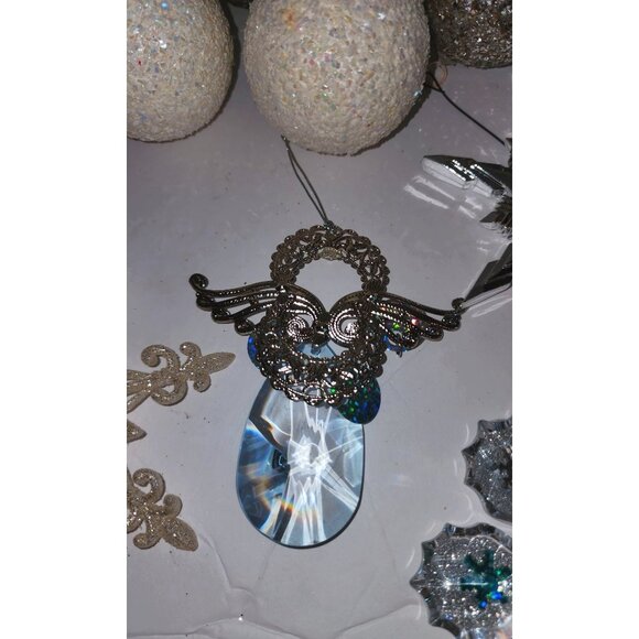 Set Of 12 Glittery Christmas Ornaments - Snowflakes Balls & Angel Decorations - Picture 4 of 16